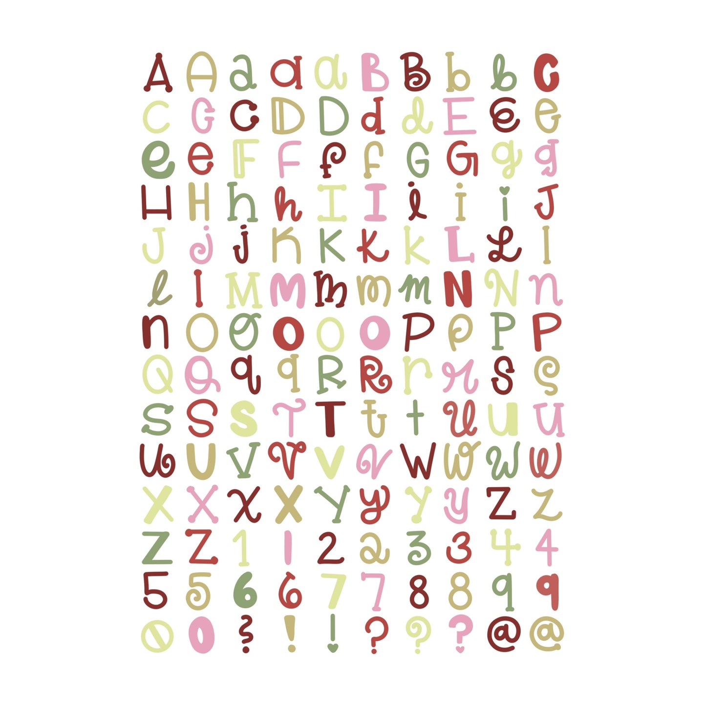 Letters Sticker Sheet